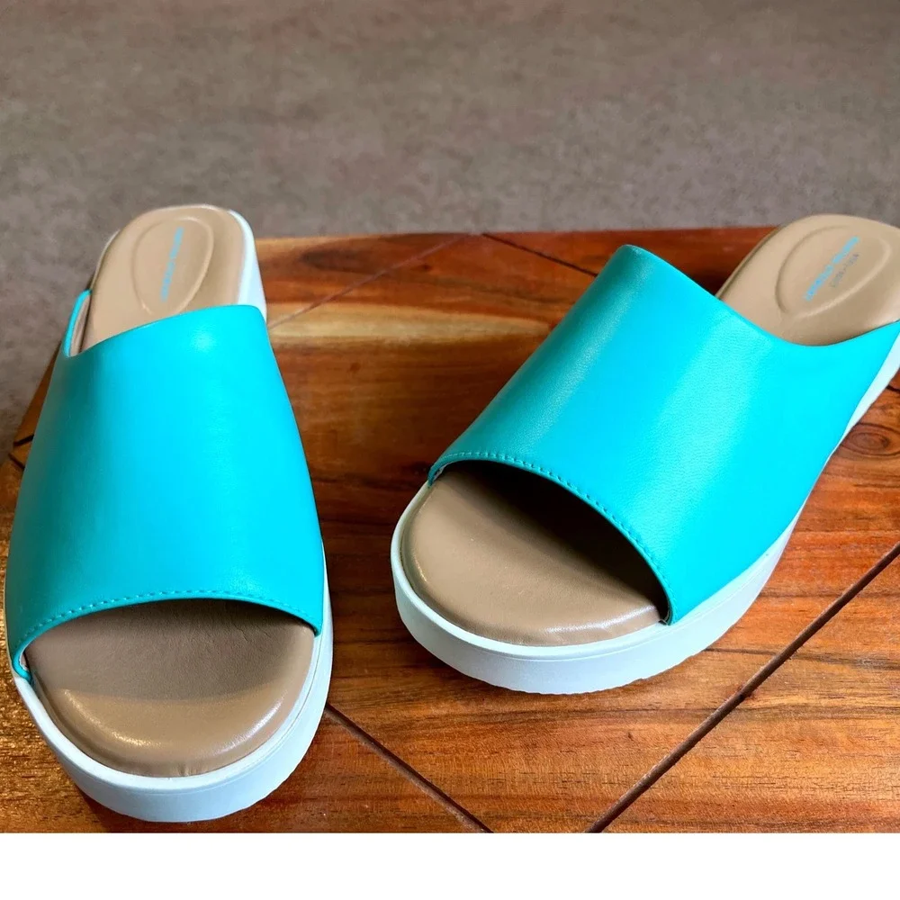Martha Stewart Easy Spirit Francey Platform Slide Sandals Medium Blue 6M
